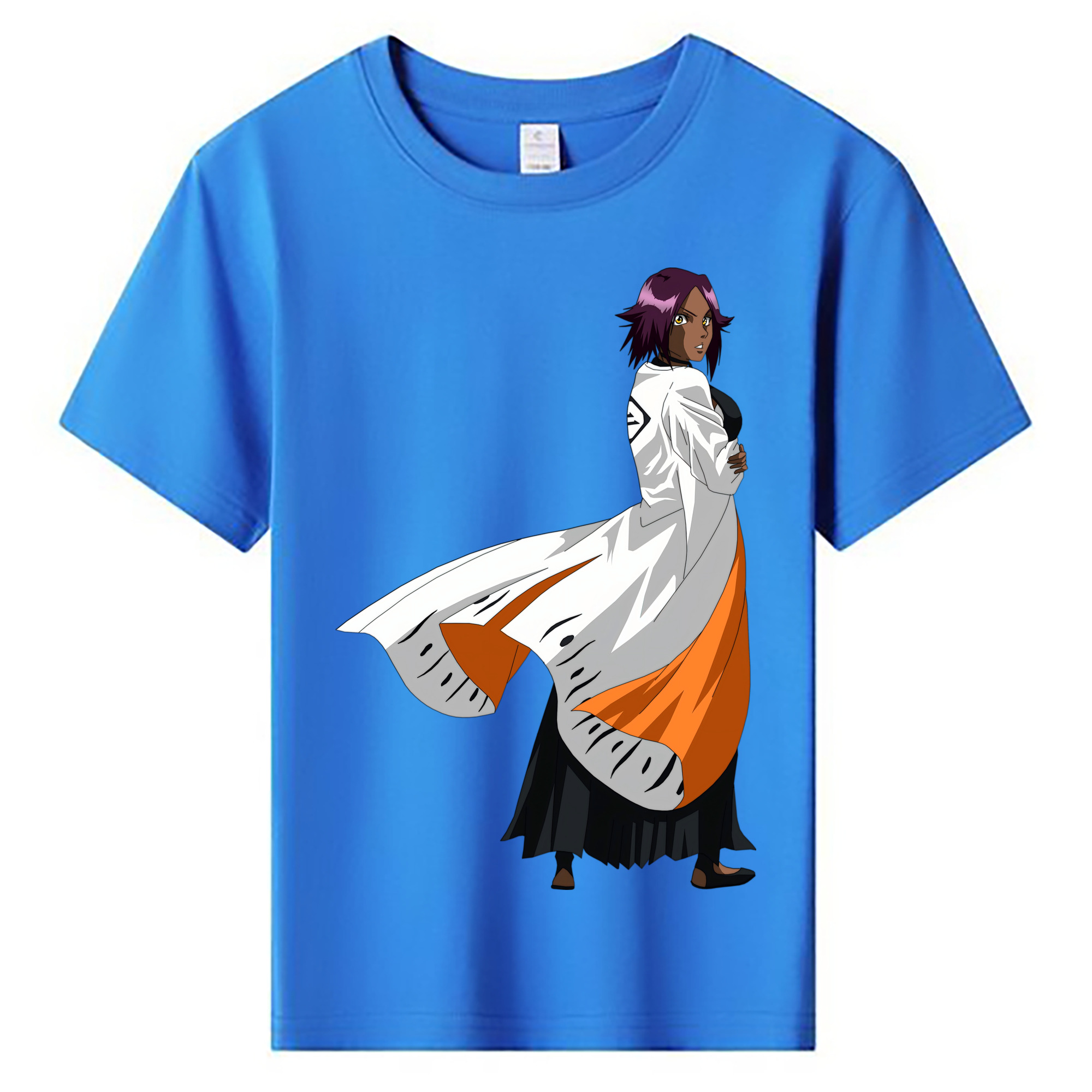 （画像用） ブリーチ 四楓院 夜一（しほういん よるいち） BLEACH Shihouin Yoruichi 綿100％キッズTシャツ（フロントプリント）
